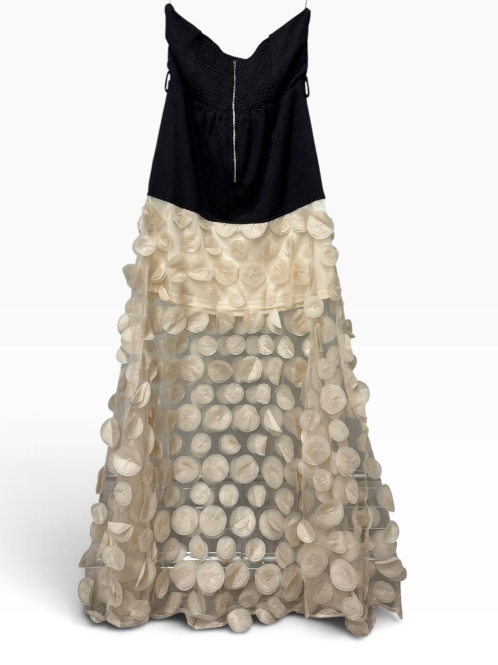 NWT Mulla Denim 3D Rosette Strapless Maxi Dress L - Picture 3 of 11